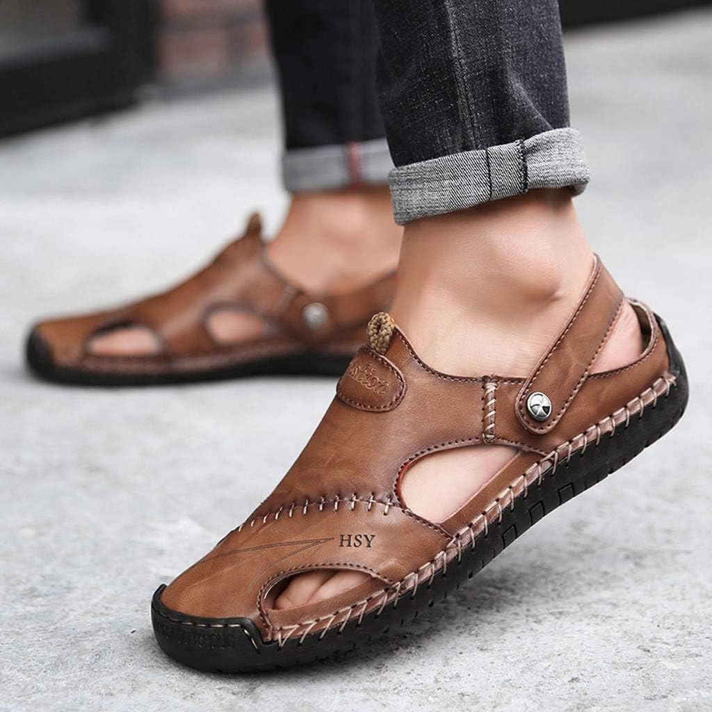 Best Casual Shoes For Travel Mens Casual Sandals Casual Shoes Breathable Sandals Men's Leather Summer Outdoor Beach Rubber Slide for Men