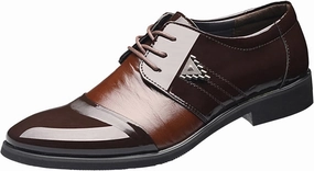 Smart Casual Business Shoes Mens Dress Shoes Loafers Slip-Ons Casual Black Men Breathable Business Formal Casual Pointed Toe Shiny Lace Up Patchwork Leather Shoes Business Casual Shoes Men Wide