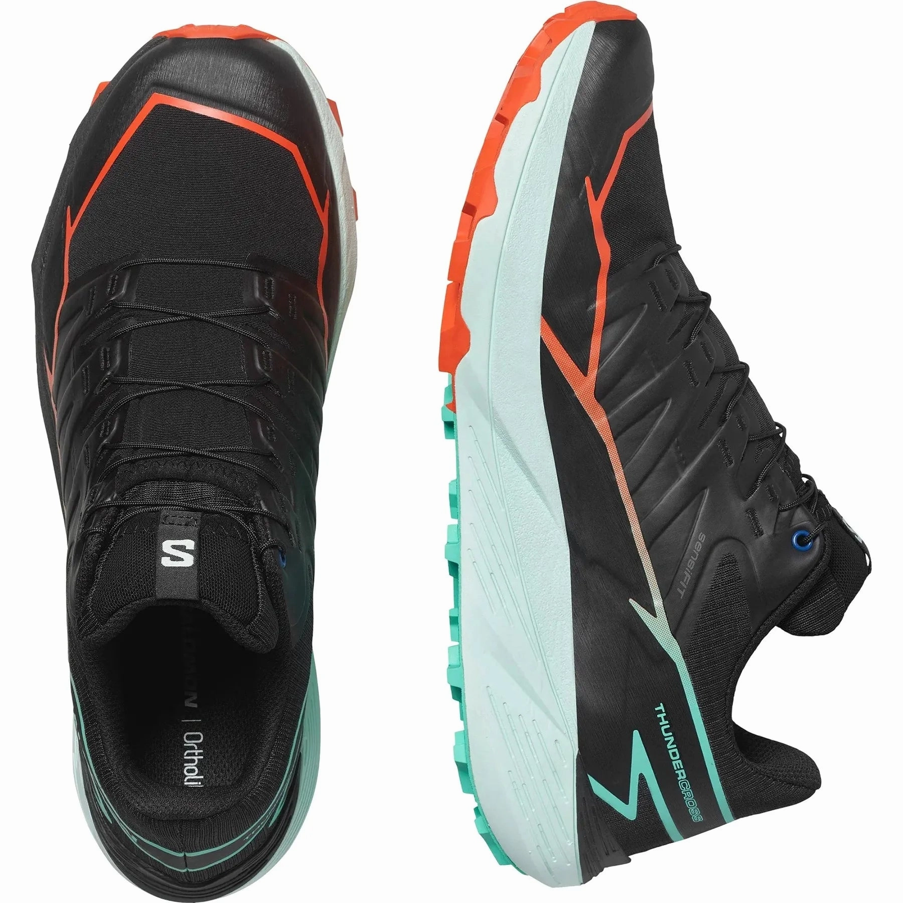 Mens Salomon Thundercross  Bk/Cherr Trail Shoes On Asphalt