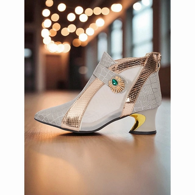 Mesh Women's Boots Silver Emerald and with Ankle Gold