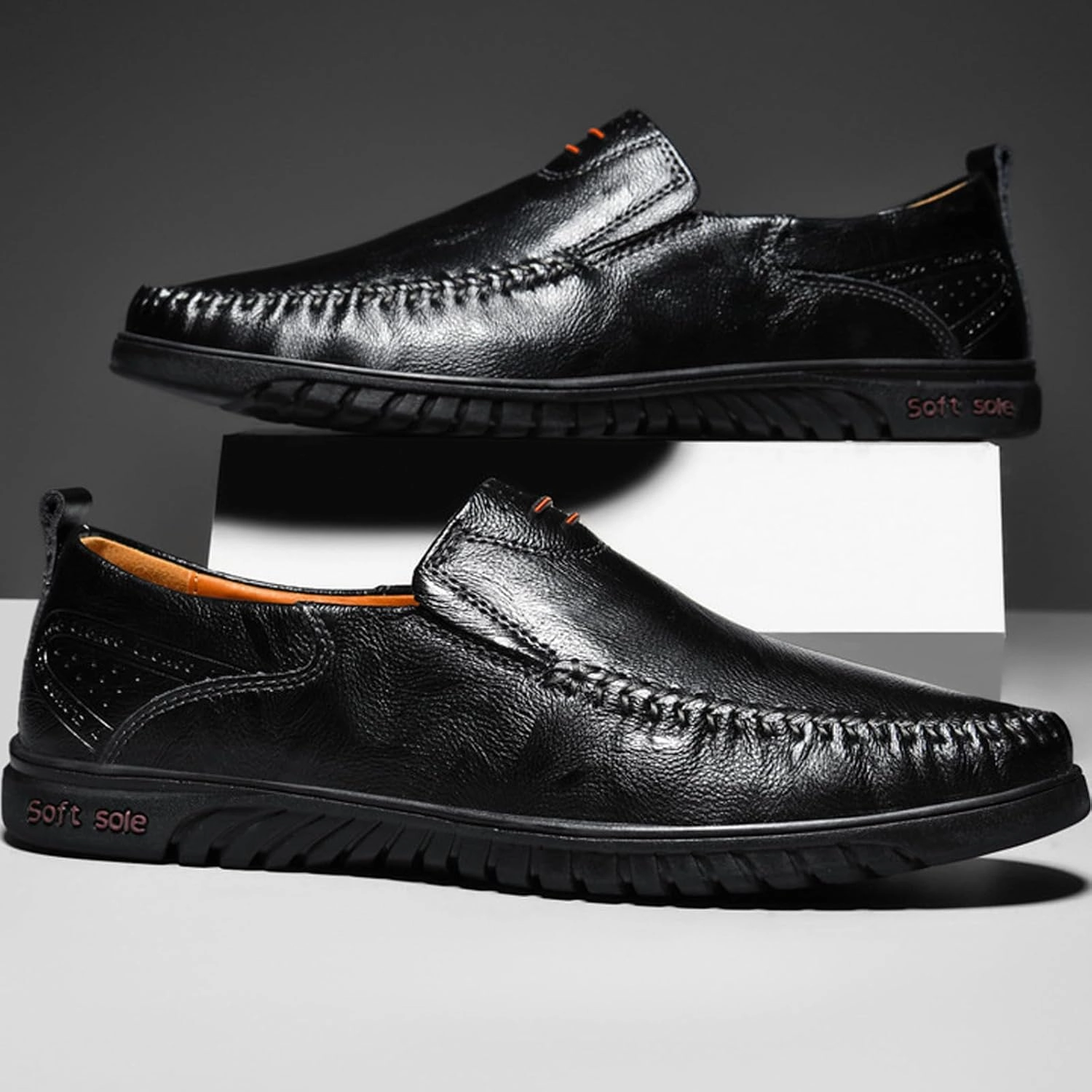 Mens Slip on Shoes Black Comfort Orthopedic Dress Shoe 2025 Fashion Brogue Footwear Casual Loafers Formal Sneakers Casual Shoes For Jeans And Khakis