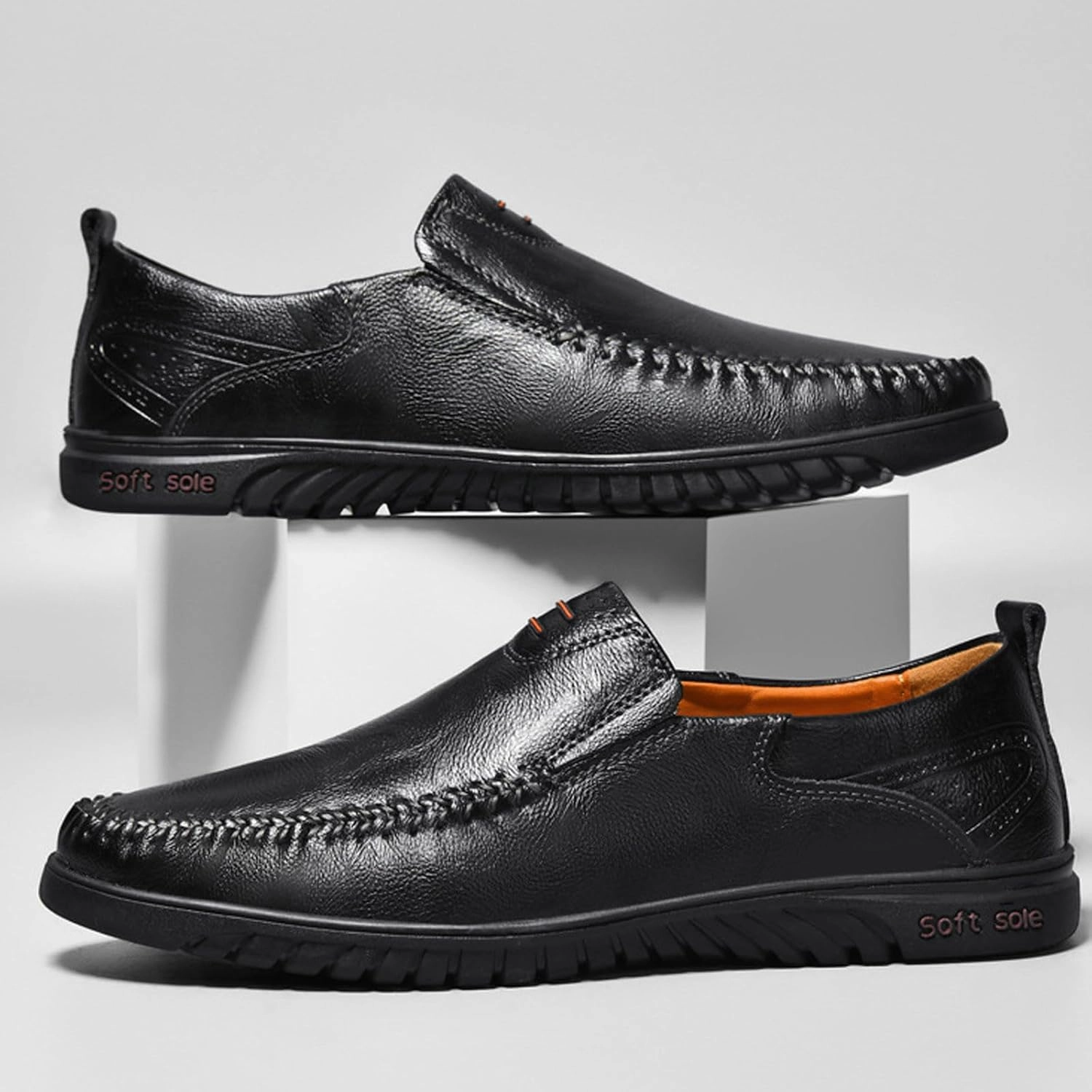 Mens Slip on Shoes Black Comfort Orthopedic Dress Shoe 2025 Fashion Brogue Footwear Casual Loafers Formal Sneakers Nature 5 Lo Leather Casual Shoes