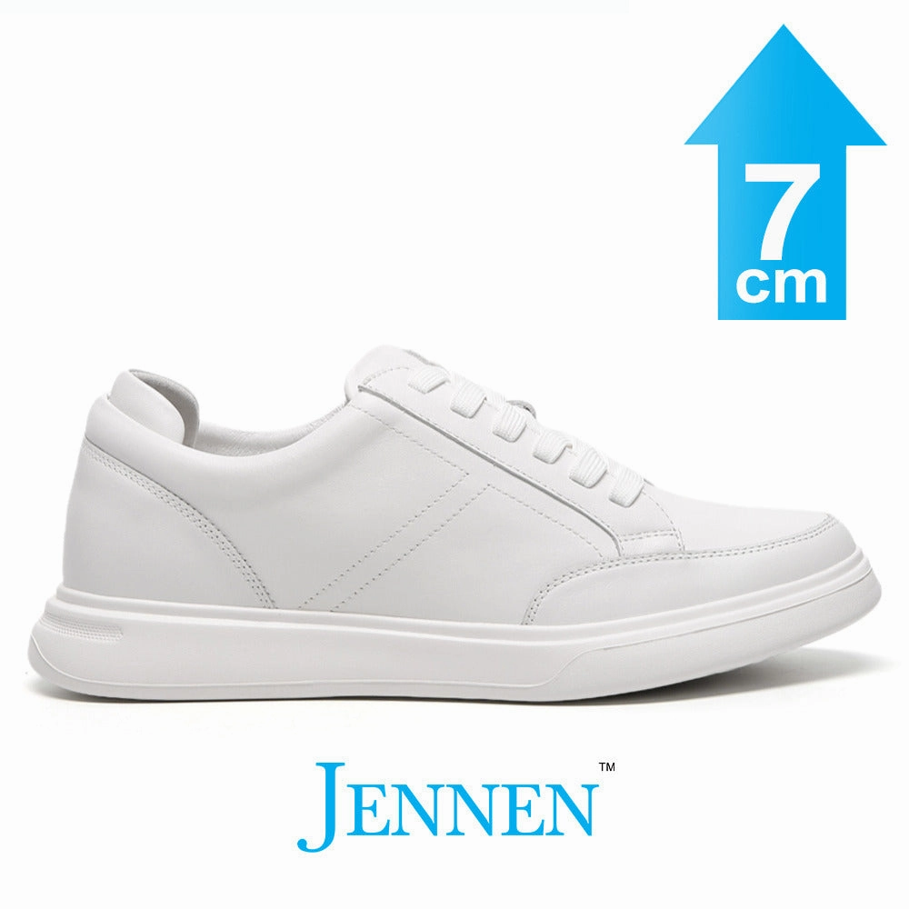 Mr. Federer 7cm | 2.8 Inches Height Boost | Elevator Sneakers for Trendy All White Casual Shoes Sneakers Size 8