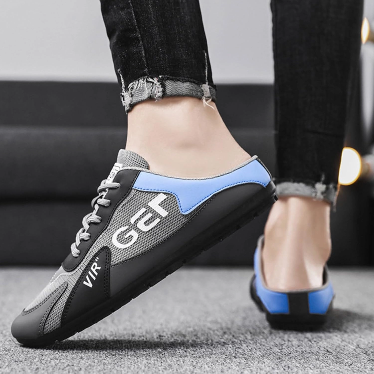 Riding Shoes Casual New Men's Shoes Trend Versatile Casual Shoes Lazy Man Half Slipperboard Shoes Shoes Mens Slip on Casual Shoes Size 9 Men's Sh