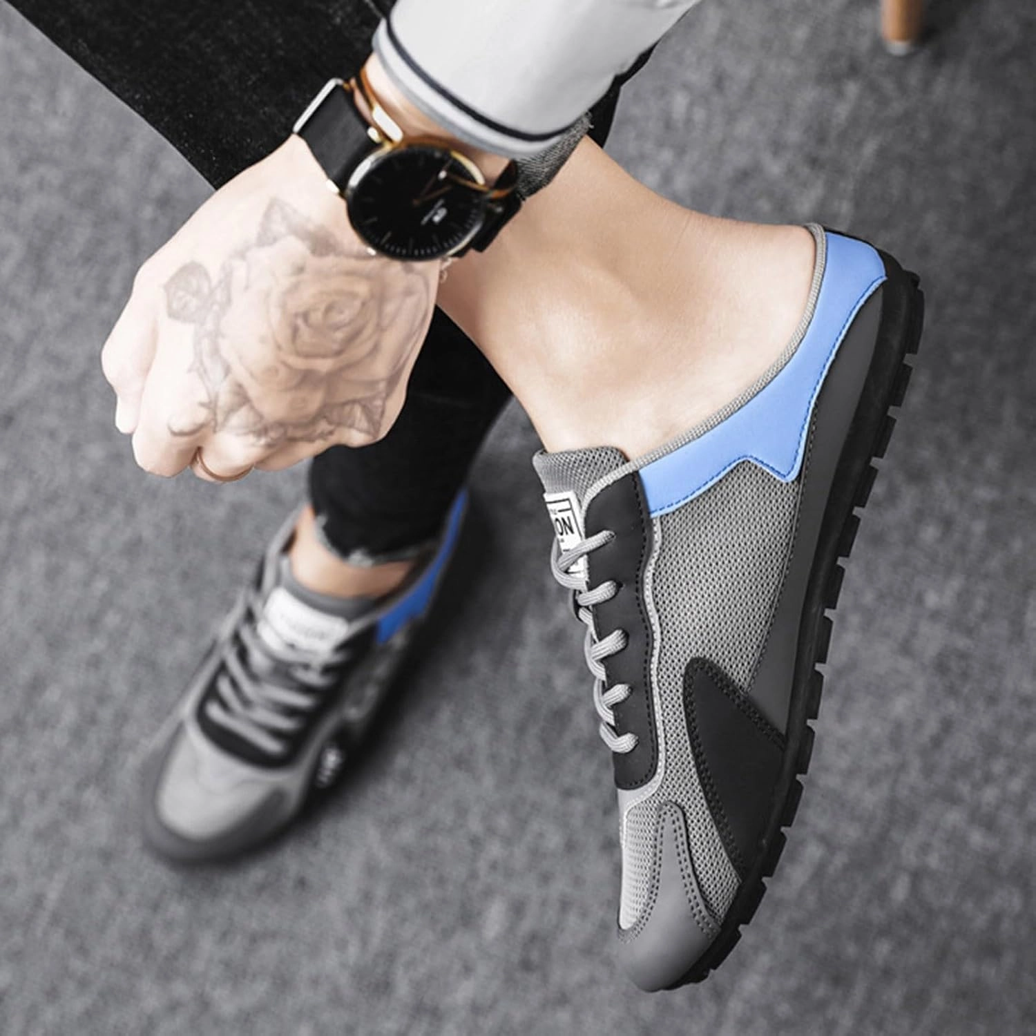 New Men's Shoes Trend Versatile Casual Shoes Lazy Man Half Slipperboard Shoes Shoes Mens Slip on Casual Shoes Size 9 Men's Sh Shoelaces For Casual Shoes