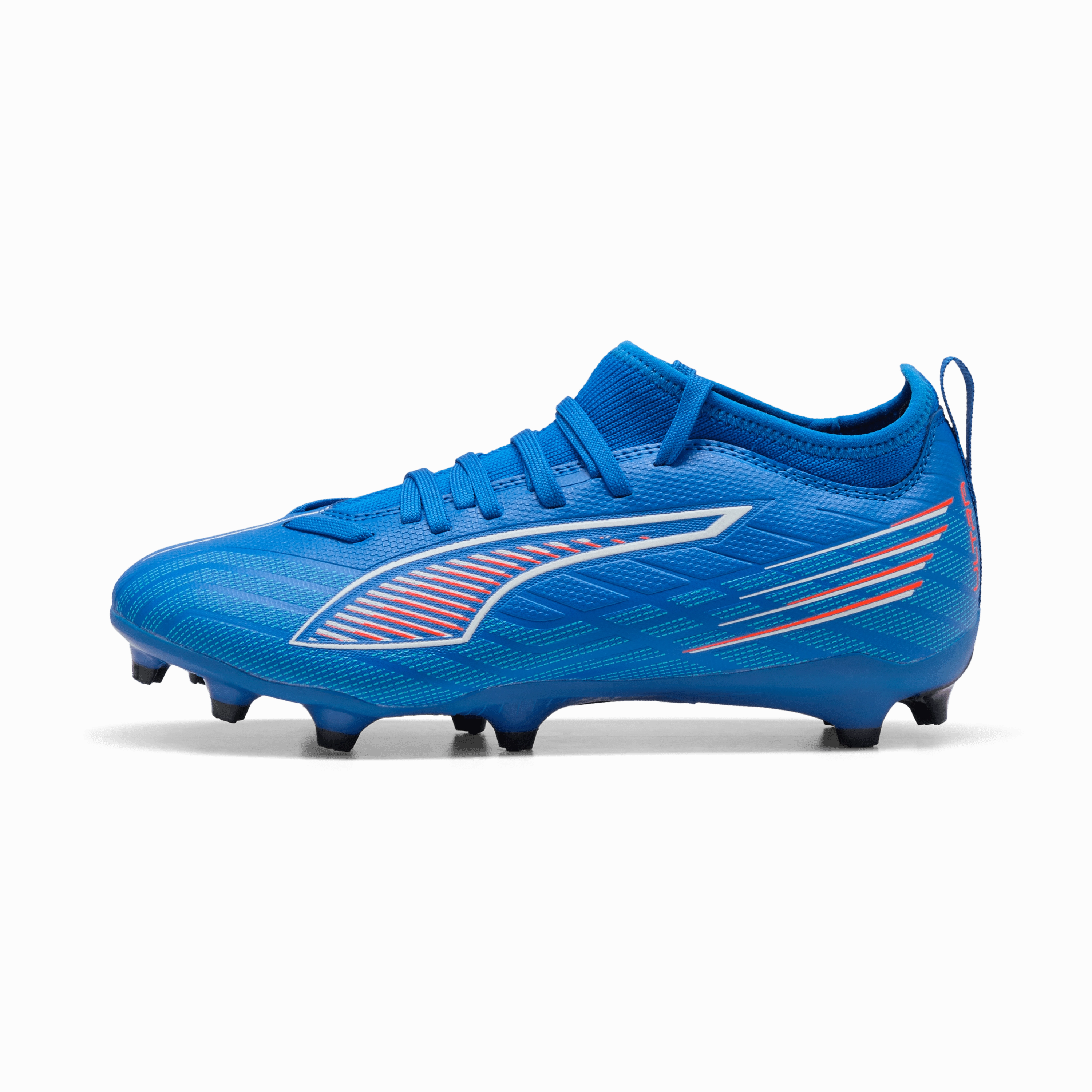Rainbow Soccer Cleats Youth PUMA Ultra 6 Match FG/AG Firm/Multi-Ground Kids Soccer Cleats- Blue/White