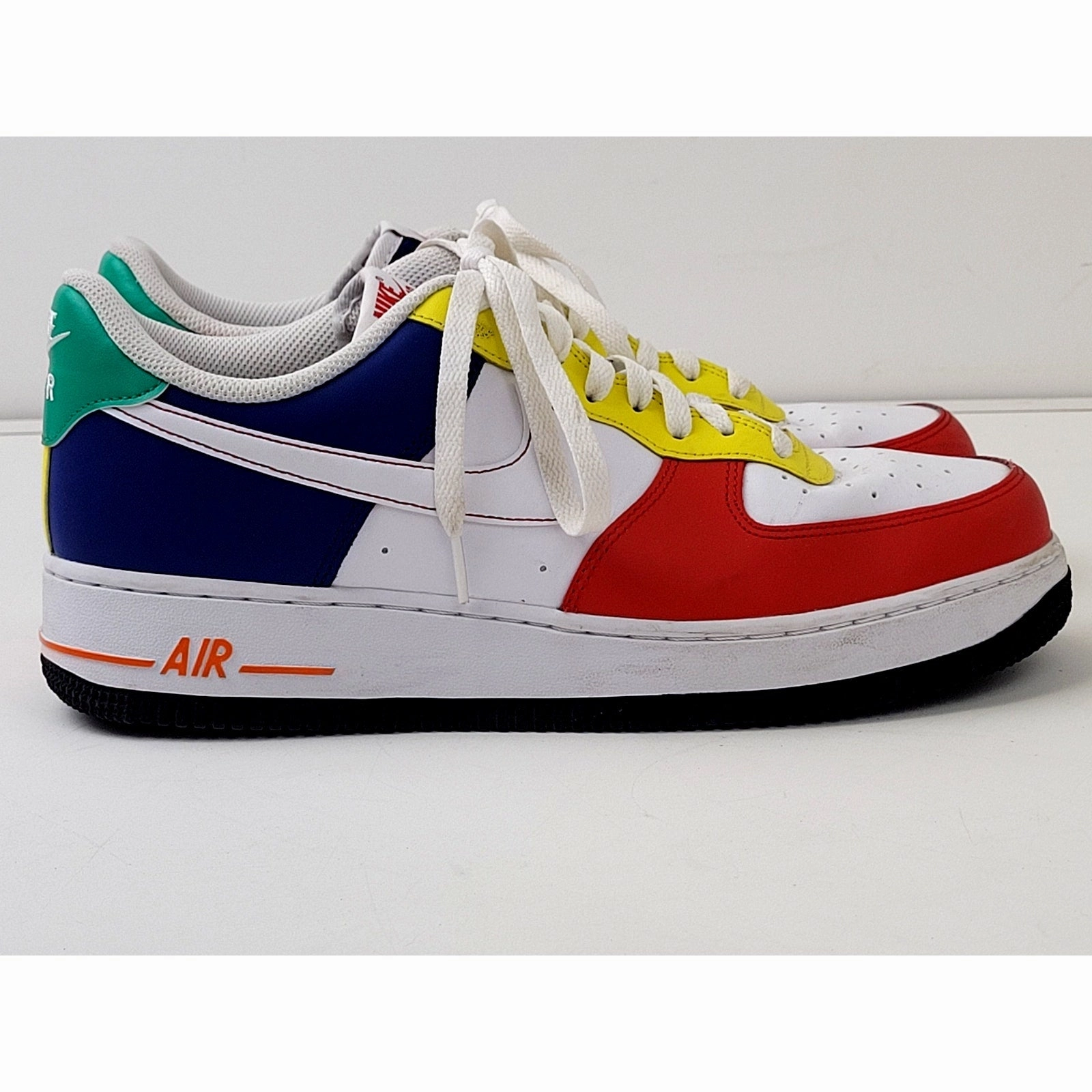 Crazy Nike Shoes Nike Air Force 1 Low 07 LV8 Sneakers Rubiks White Red Blue Men Sz 10.5