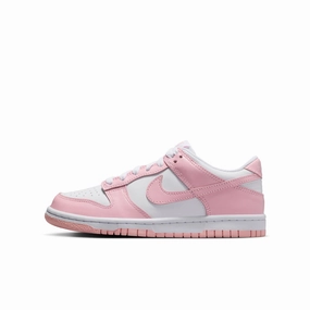 Nike "Dunk Low" GS - White / Med Soft Pink Nike Flyknit Chukka Shoes