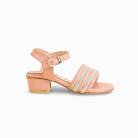 Girls Pink Formal Sandal KD9927 T Strap Sandals Heels