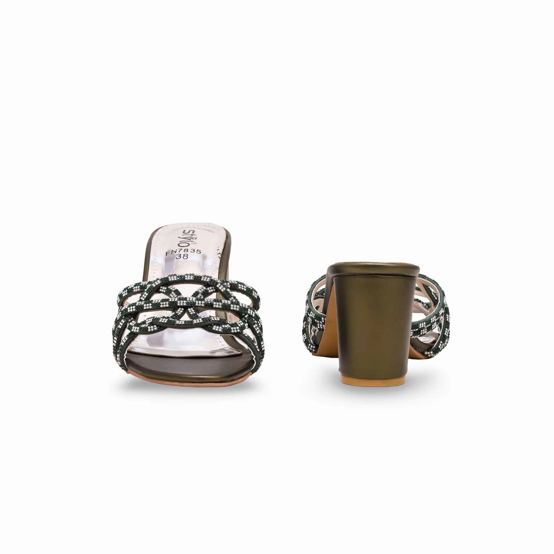 Olive Fancy Slipper FN7835 Happy Face Slippers