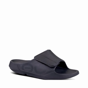 Climbing Shoes Chilli OOfos OOahh Sport Flex Adjustable Slide Sandal in Black