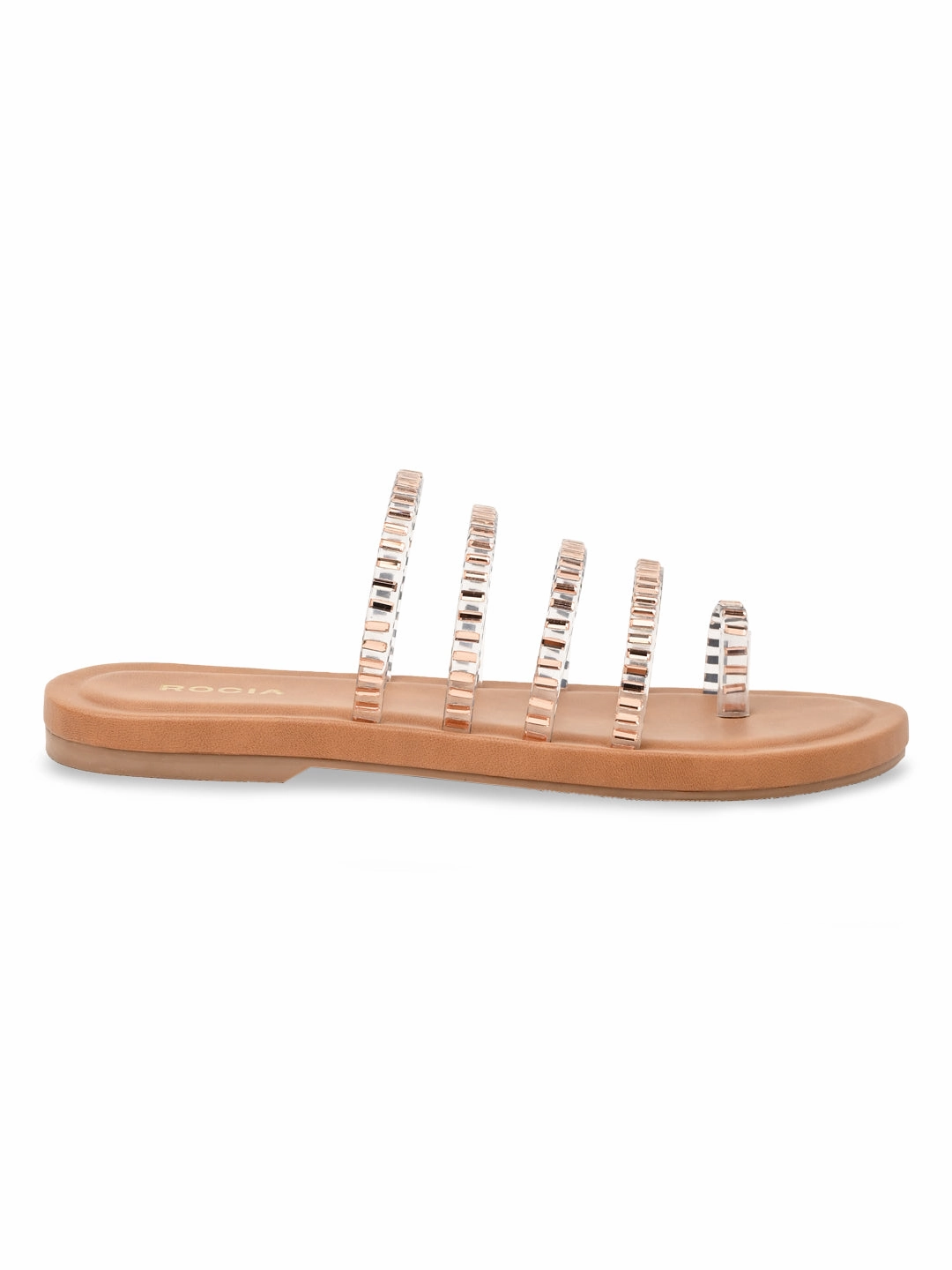 Rocia By Regal Rose Gold Women Stylish Diamante Studded Flats Flat Church Shoes