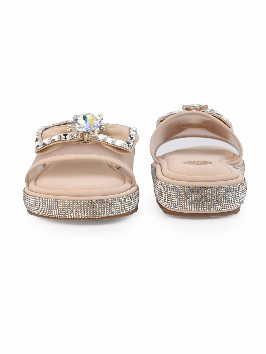 Aberto Torresi Elegant Nude Embellished Slide Sandals  Sparkle with Every Step Frye Slip On