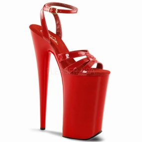 For Standing And Walking On Concrete All Day Best Pleaser BEYOND-012 Red 10 Inch Ankle Strap Sandals