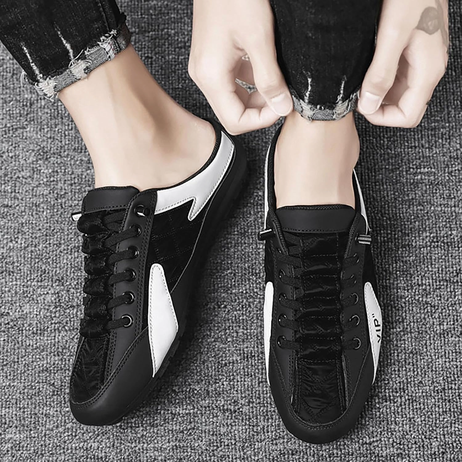 2023 Men's New Spring And Autumn Fisherman's Shoes Slip On Shoes Mens Suede Shoes Casual Lightweight Tennis Mesh Trendy Casual Slip On