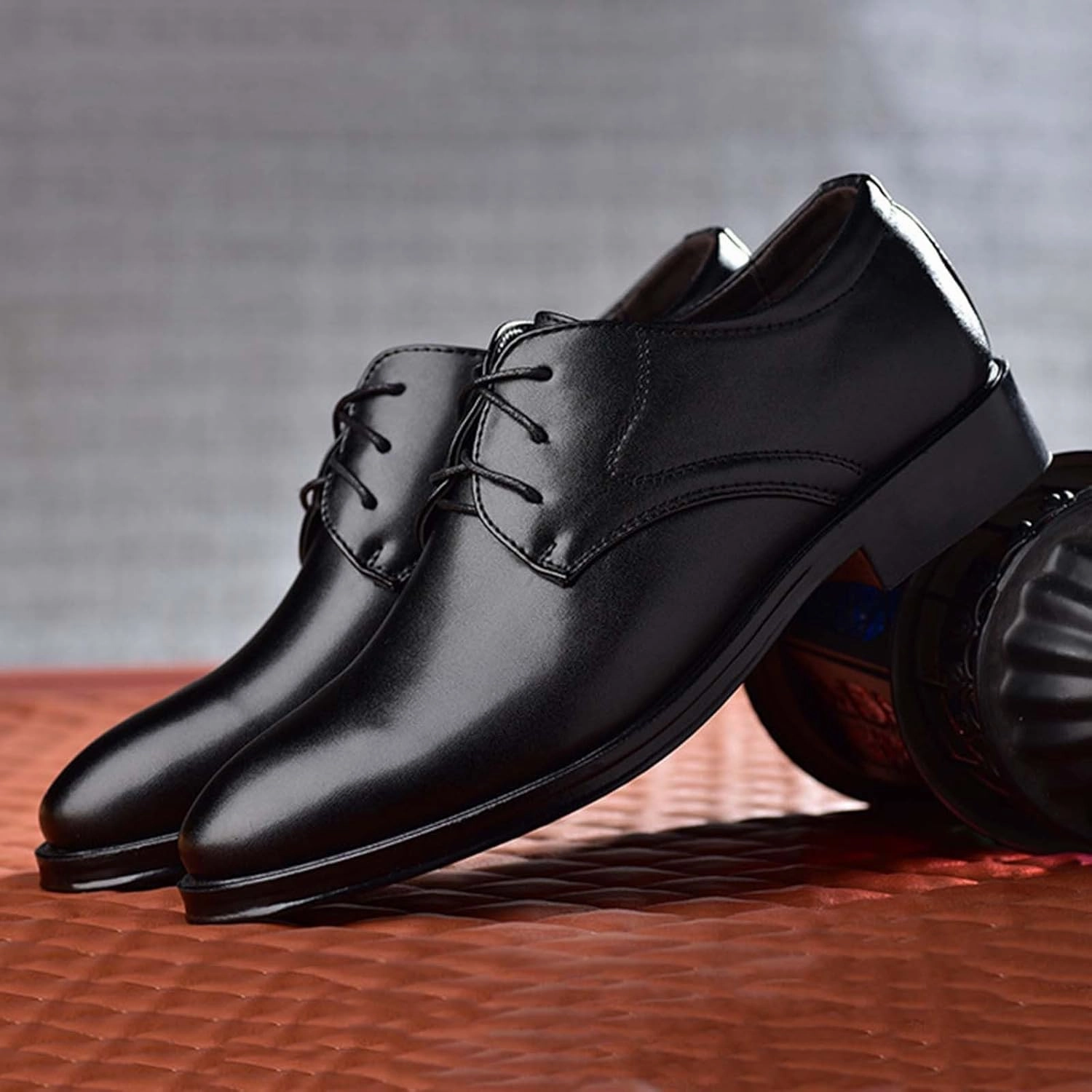 Black Dress Shoes for Men Fashion Oxfords Classic Lace up Shoe Heel Pad Design for Formal Occasions Work Footwear Casual Working Shoes