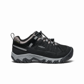Hoka Hiking Boots Kaha Big Kids' Targhee IV Waterproof Hiking Shoe  |  Black/Steel Grey