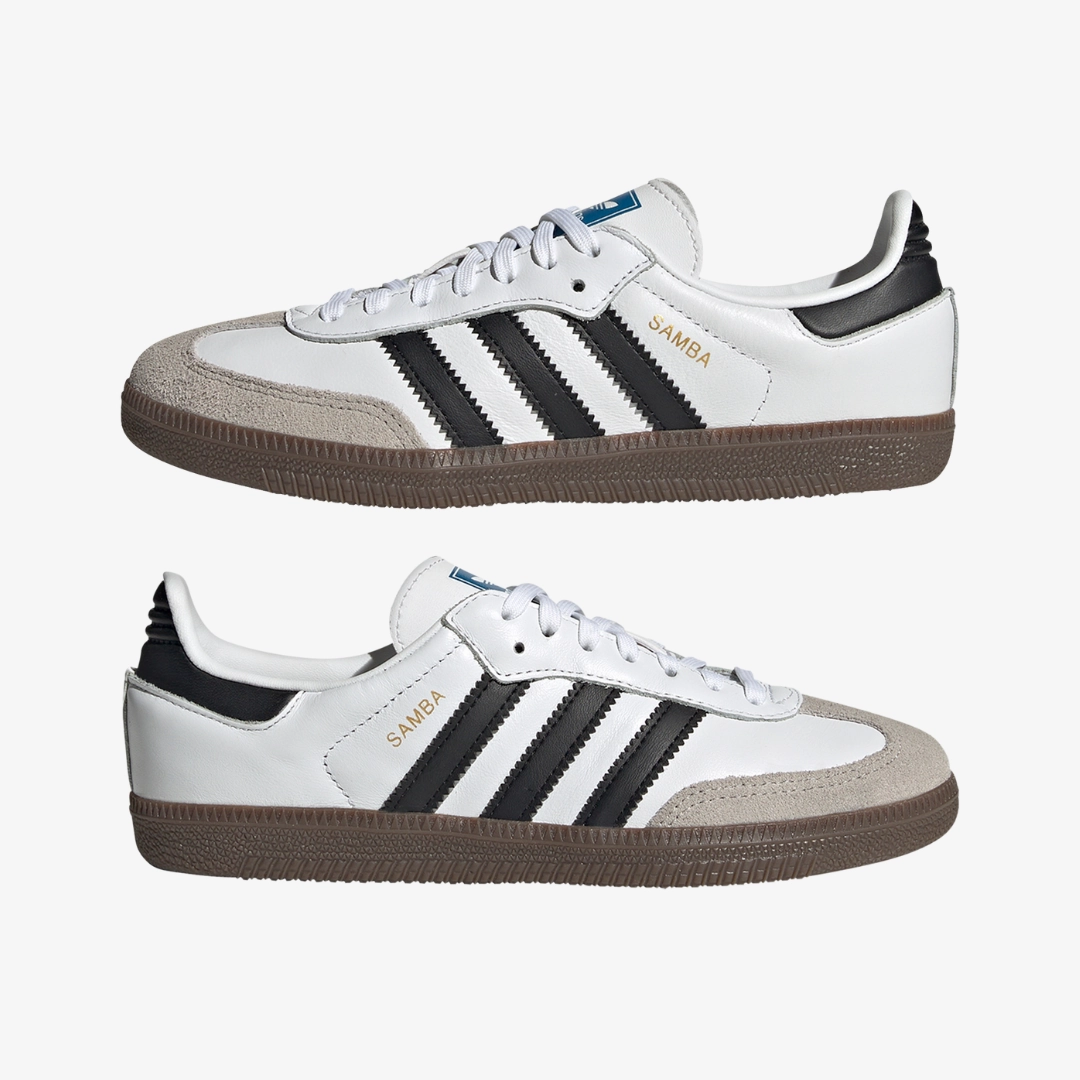 K Leather Soccer Cleats preschool adidas samba og (white/black/gum)