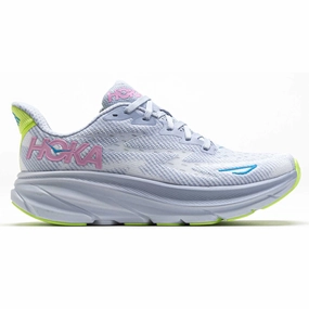 Hoka Clifton 9 Textile Women's Running Gull Sea Ice Trainers Shoes On Clearance
