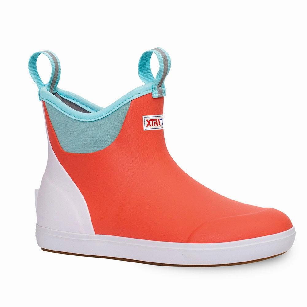 XTRATUF Women's ADB ECO Ankle Deck Boots- Coral Casual Slip On Canvas Shoes