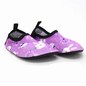 Kid's Girl Rabbit Print Water Shoes,Lilac Snowflake Slippers