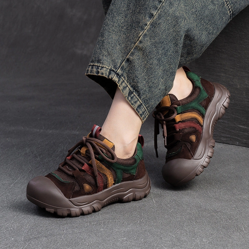 Calcetto Casual Shoes Women Retro Patchwork Breathable Casual Shoes