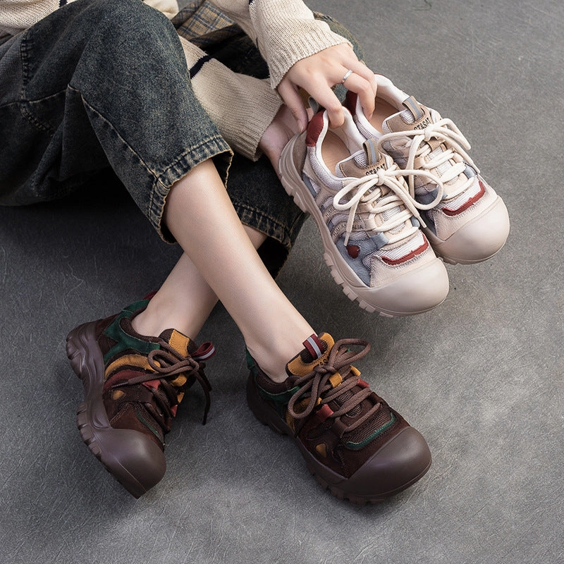 Retro 4 Casual Shoes Women Retro Patchwork Breathable Casual Shoes