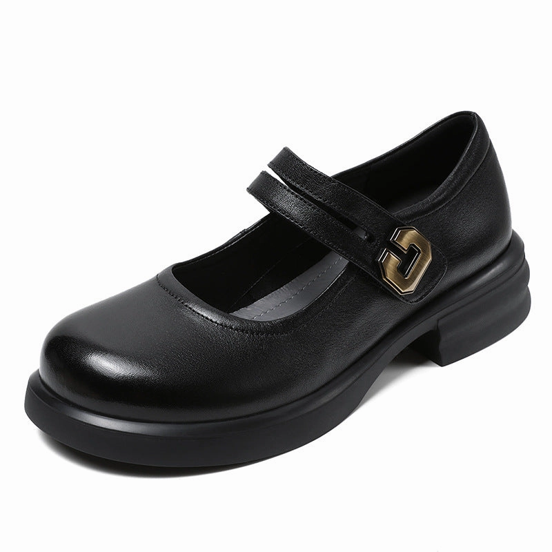Women Minimalist Leather Casual Mary Jane Shoes Casual No Lace Shoes