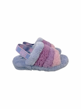 Cute Home Slippers Women's Faux Fur Colorblocked Striped Slipper,Purple