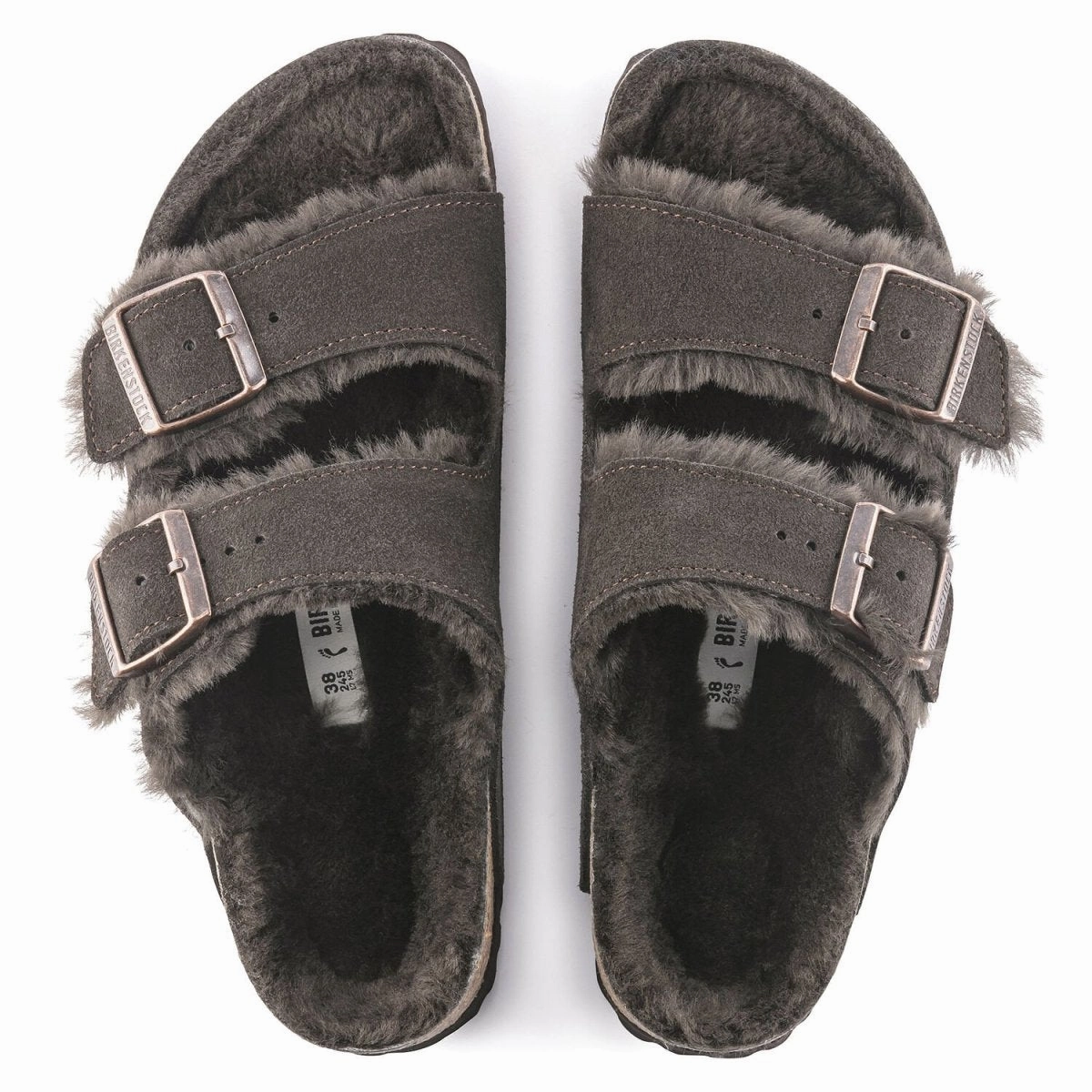 Flat Shoes Square Crystal Birkenstock Women's Arizona Shearling Mocha