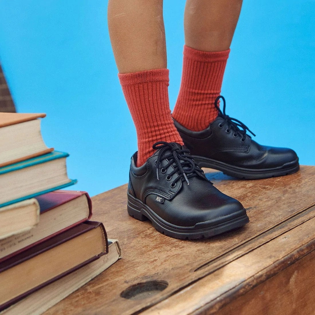 Roc Boots Junior Rigour Black Lace Leather School Shoes Justin Boots