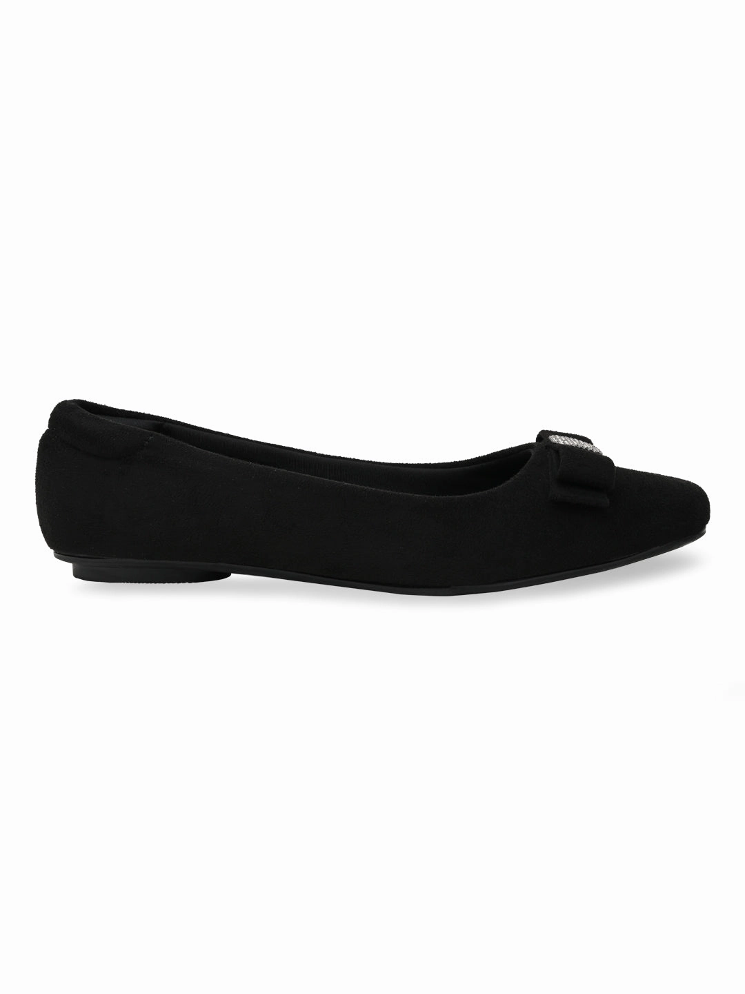 Thick Soled Flat Shoes Rocia By Regal Black Women Suede Bow Ballerinas