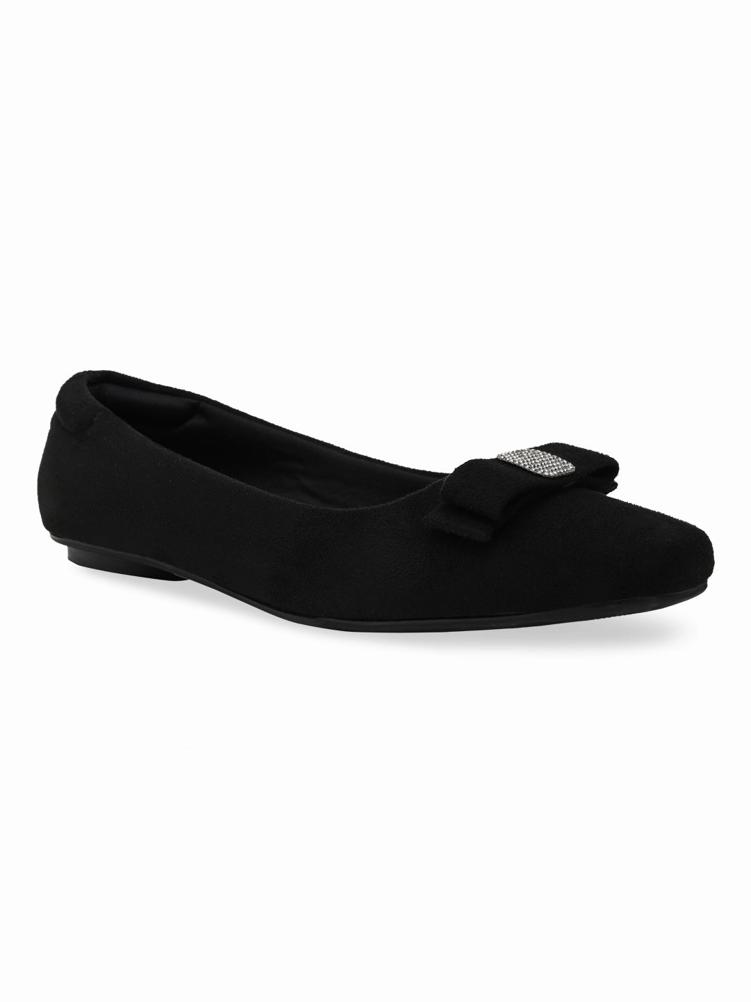 Rocia By Regal Black Women Suede Bow Ballerinas Grey Flats Shoes