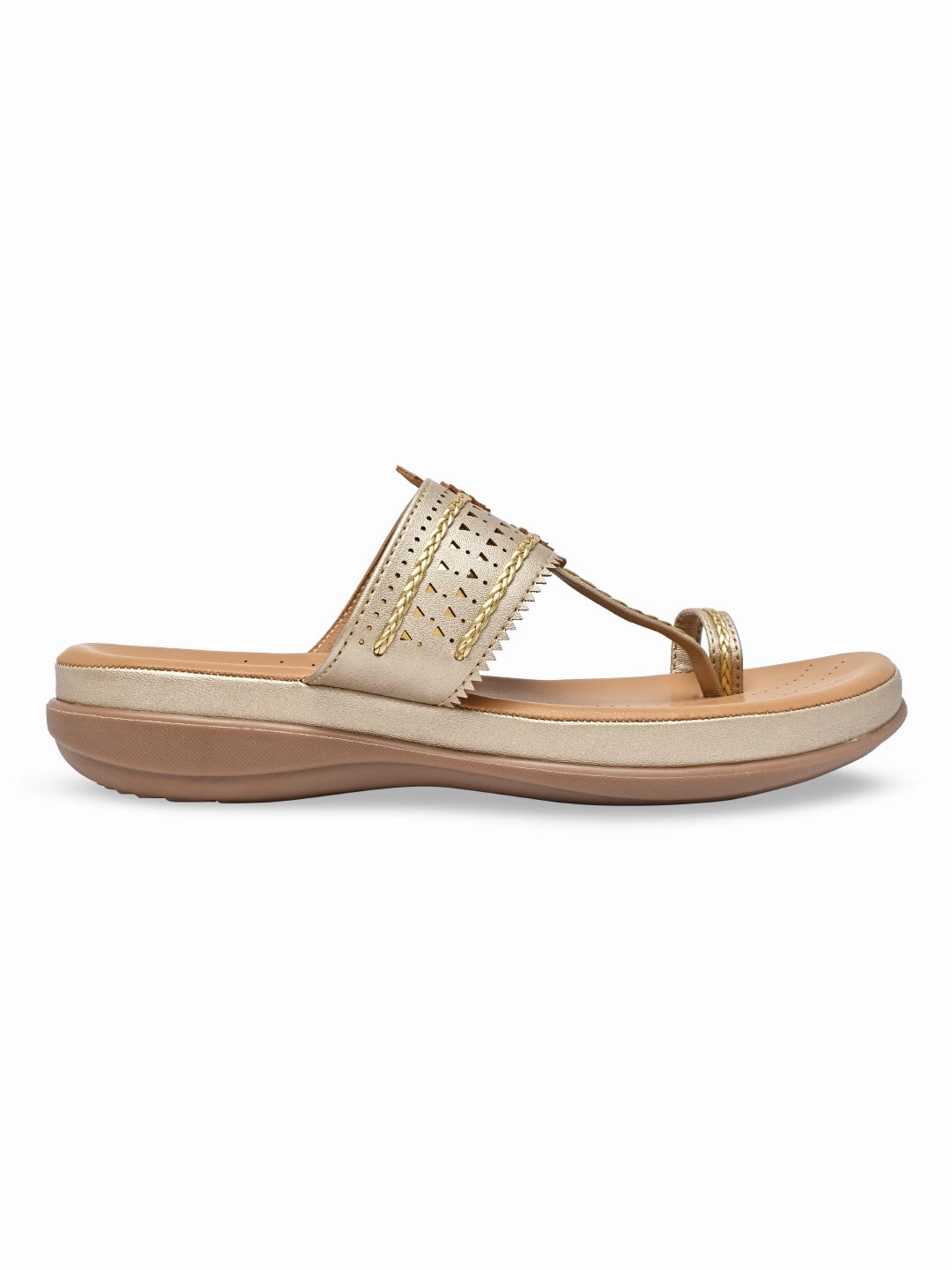 Rocia By Regal Gold Women Kolhapuri Flat Comfort Sandals Open Toe Flat Shoes