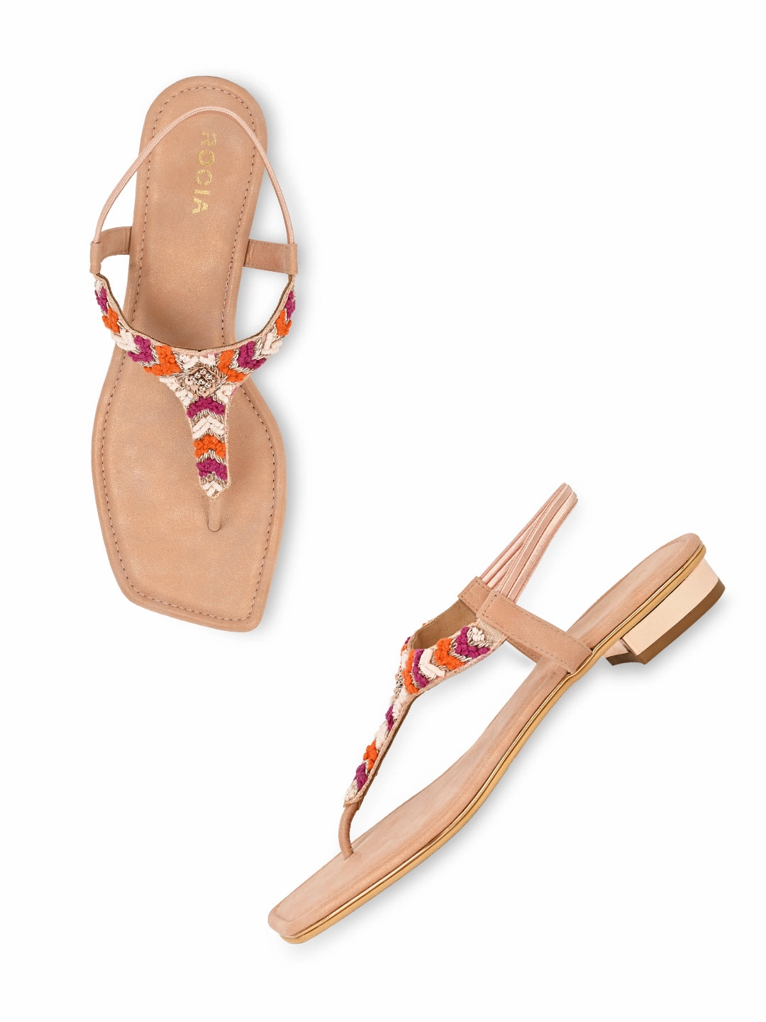 Rocia By Regal Pink Women Casual Embroidered Flat Sandals Flat Shoes Fashion