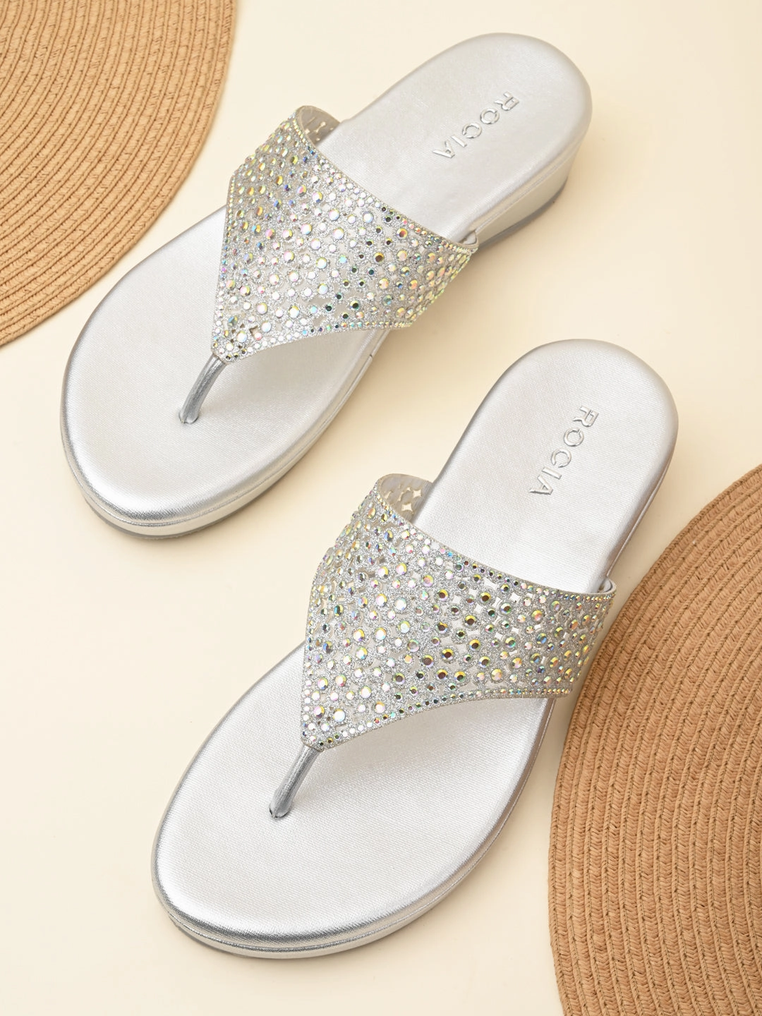 Cute Flat Wedding Shoes Rocia By Regal Silver Women Diamond Mesh Flats