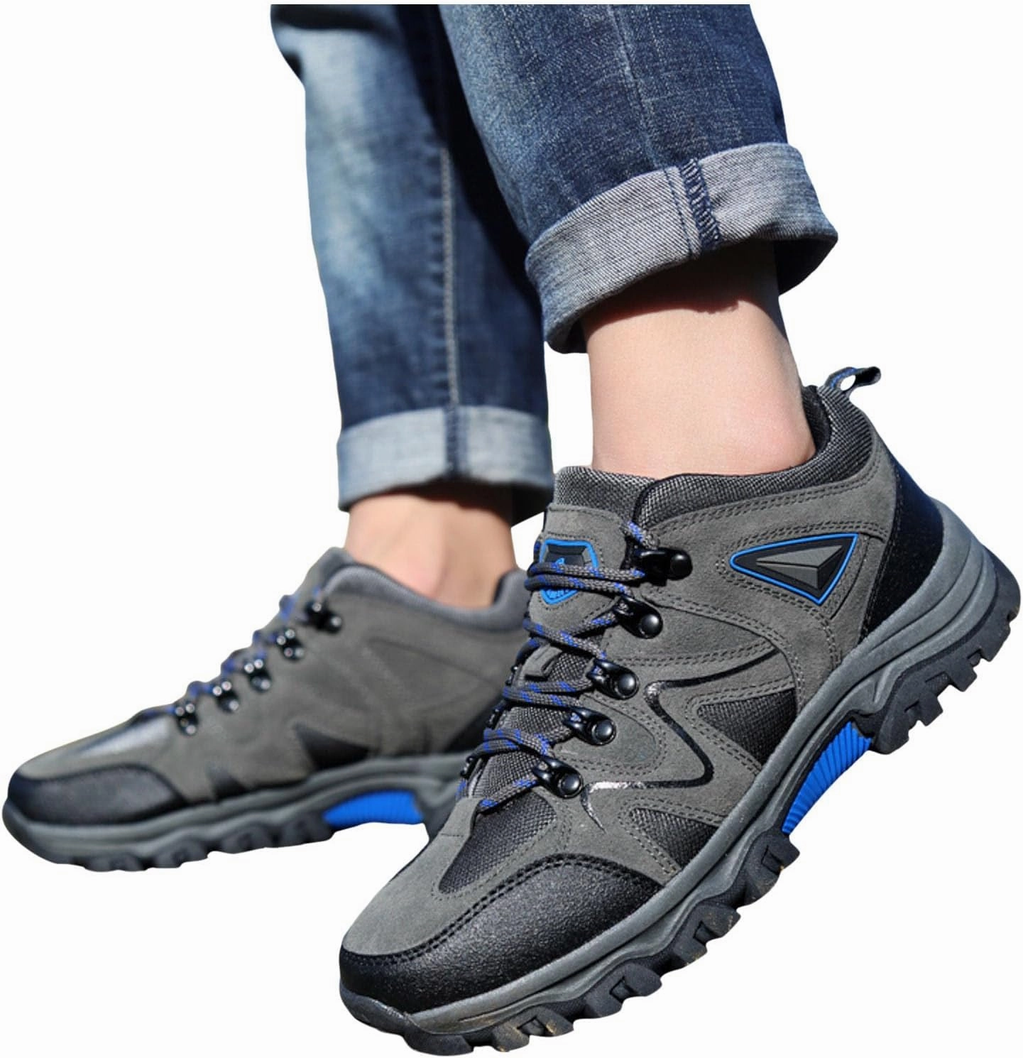 IWIHMIV Lightweight Hiking Shoes Men Running Shoes Comfortable Walking Tennis Shoes Outdoor Non Slip Mens Hiking Trekking Shoes On Running Shoes Clearance