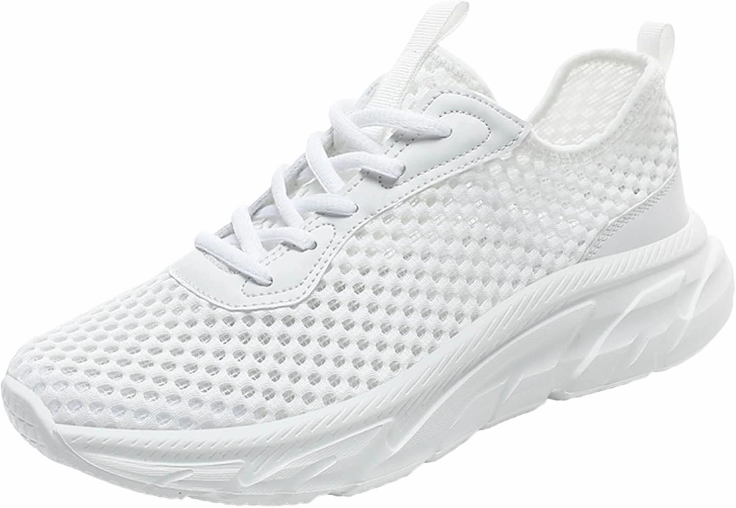 Best Affordable Running Shoes IWIHMIV Mens Tennis Shoes Breathable Solid Color Hollowed Out Mesh Running Shoes Lightweight Non Slip Walking Shoes