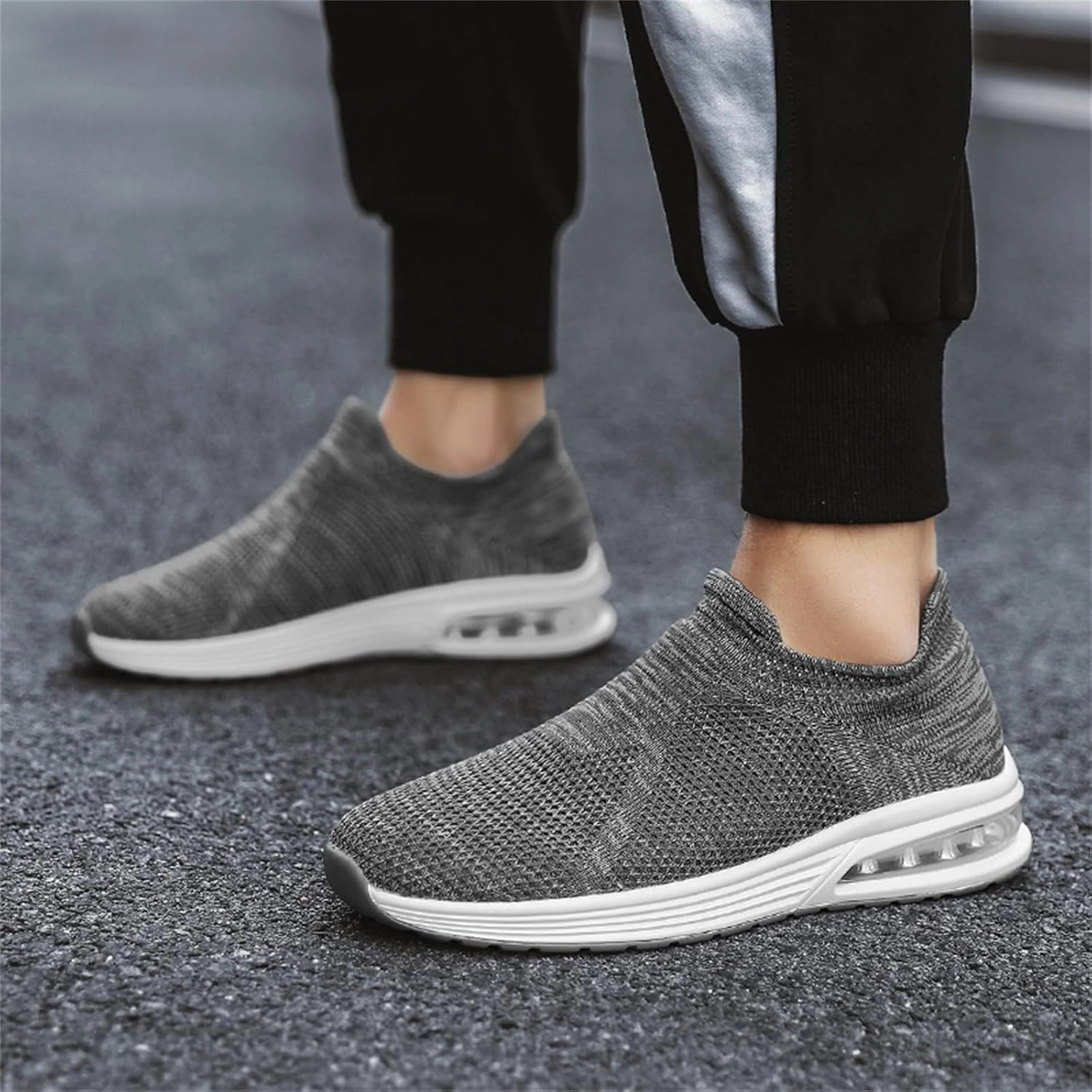 IWIHMIV Men's Slip On Sneakers Men's Athletic Shoes Breathable Tennis Shoes Men Walking Shoes Comfortable Non Slip Shoes for Men 5 Finger Running Shoes