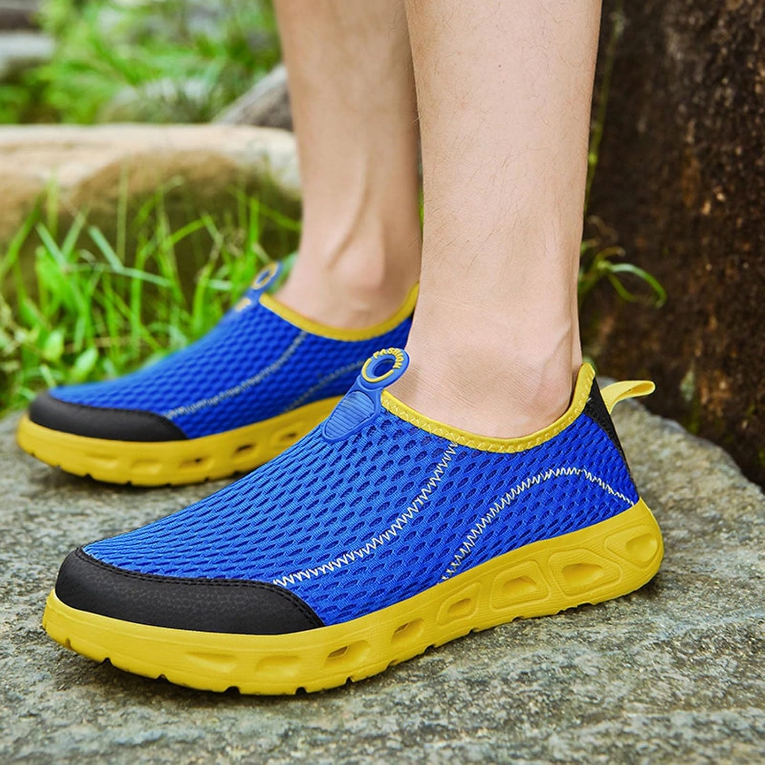 Front Foot Strike Running Shoes IWIHMIV Men's Walking Shoes Men's Running Shoes Casual Slip on Tennis Sneakers Lightweight Breathable Workout Sports Shoes