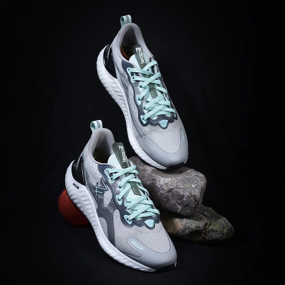 Rotating Running Shoes Leap7x By Liberty Men TORNADO-1 Grey Sports Lacing Shoes