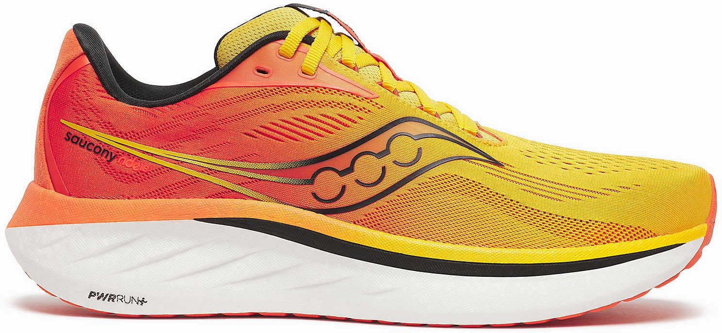 Saucony Ride 18 Mens Running Shoes - Yellow Running Shoes With Stability