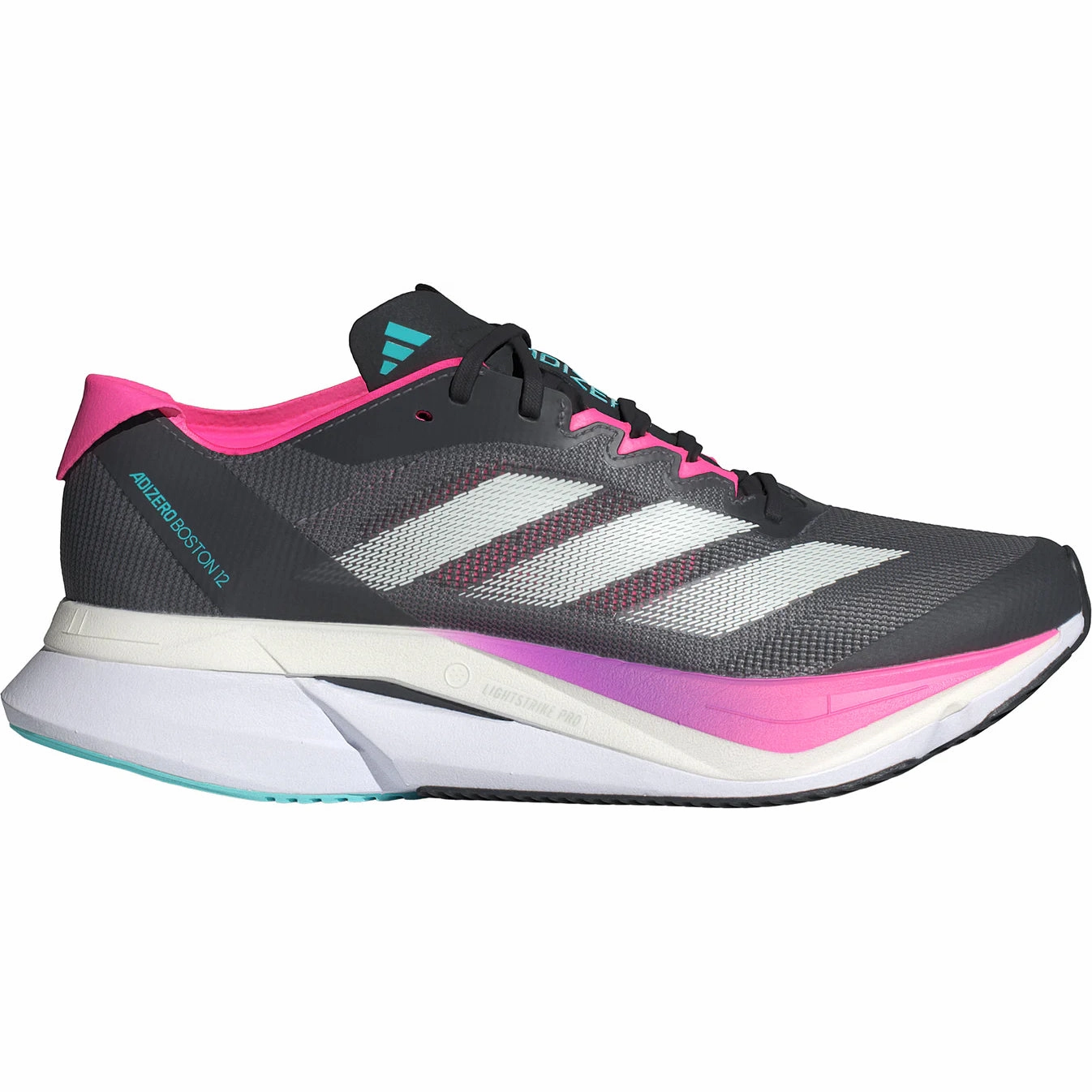 Women's Adizero Boston 12 Grey Five / Crystal Jade / Lucid Pink Adidas Baseball & Softball Shoes