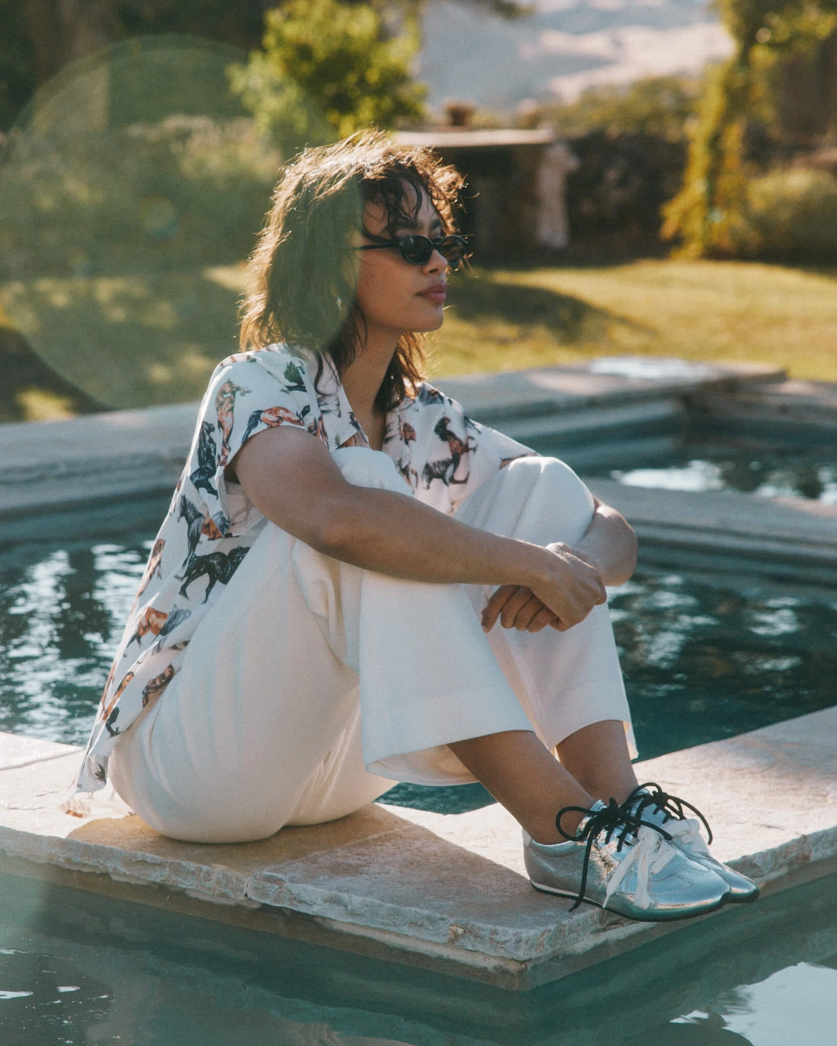 Colette Silver Metallic Leather Sneakers Slip On Shoes With Fur