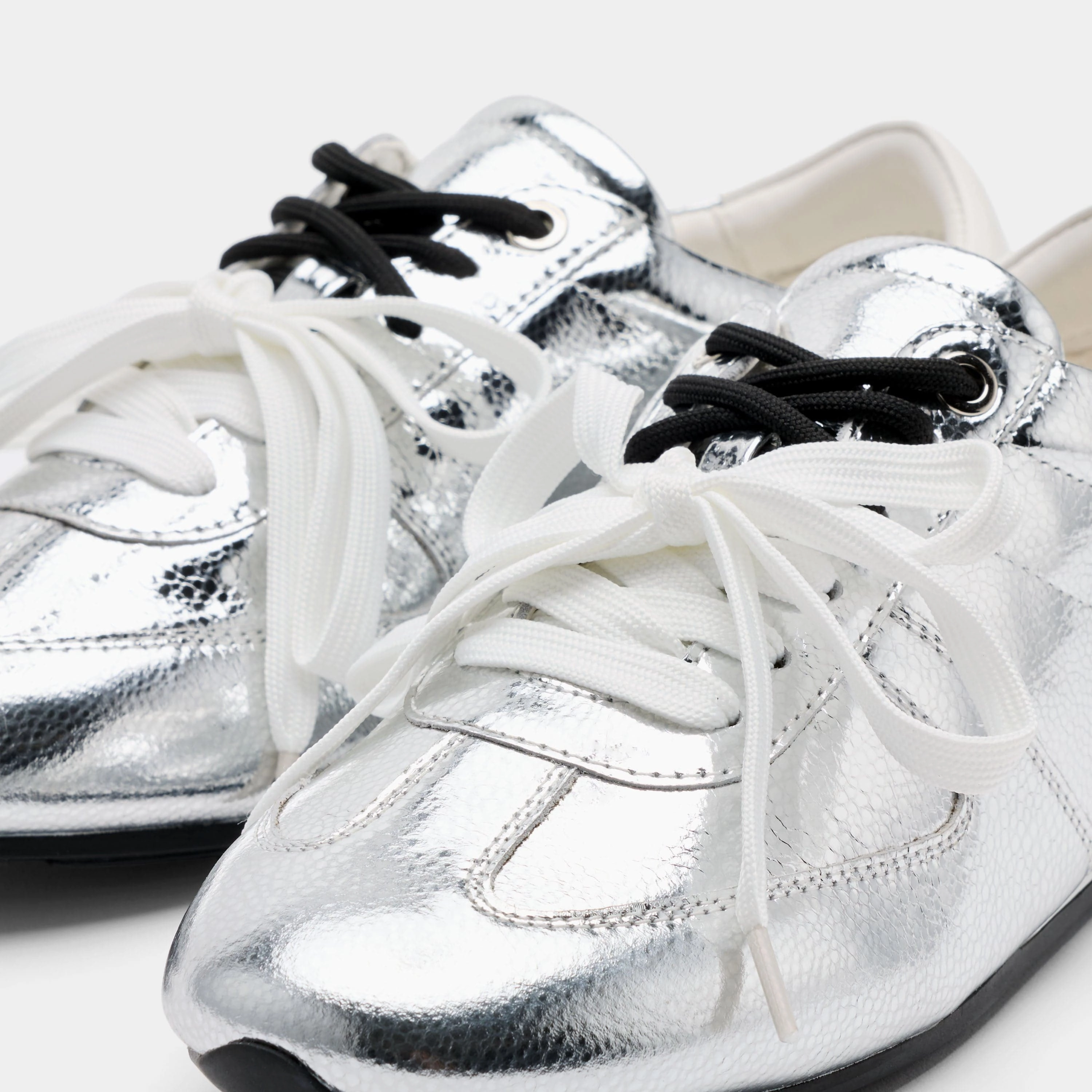 Colette Silver Metallic Leather Sneakers Leopard Slip On Sneaker