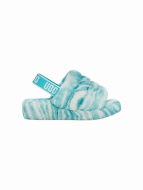 Women's Faux Fur Slipper,White/Blue Indoor-outdoor Slippers