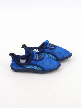 Kid's Boy Graphic Printed Water Shoes,Blue Closed Toe Buckle Slide