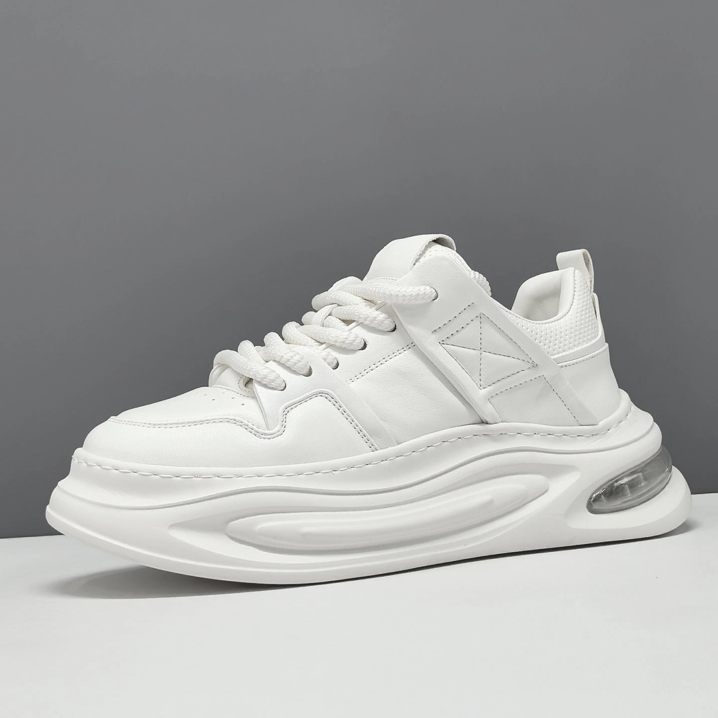 Qc Cloud Sneakers Men's Fashion Quilted Leather Thick Soled Casual Sneakers