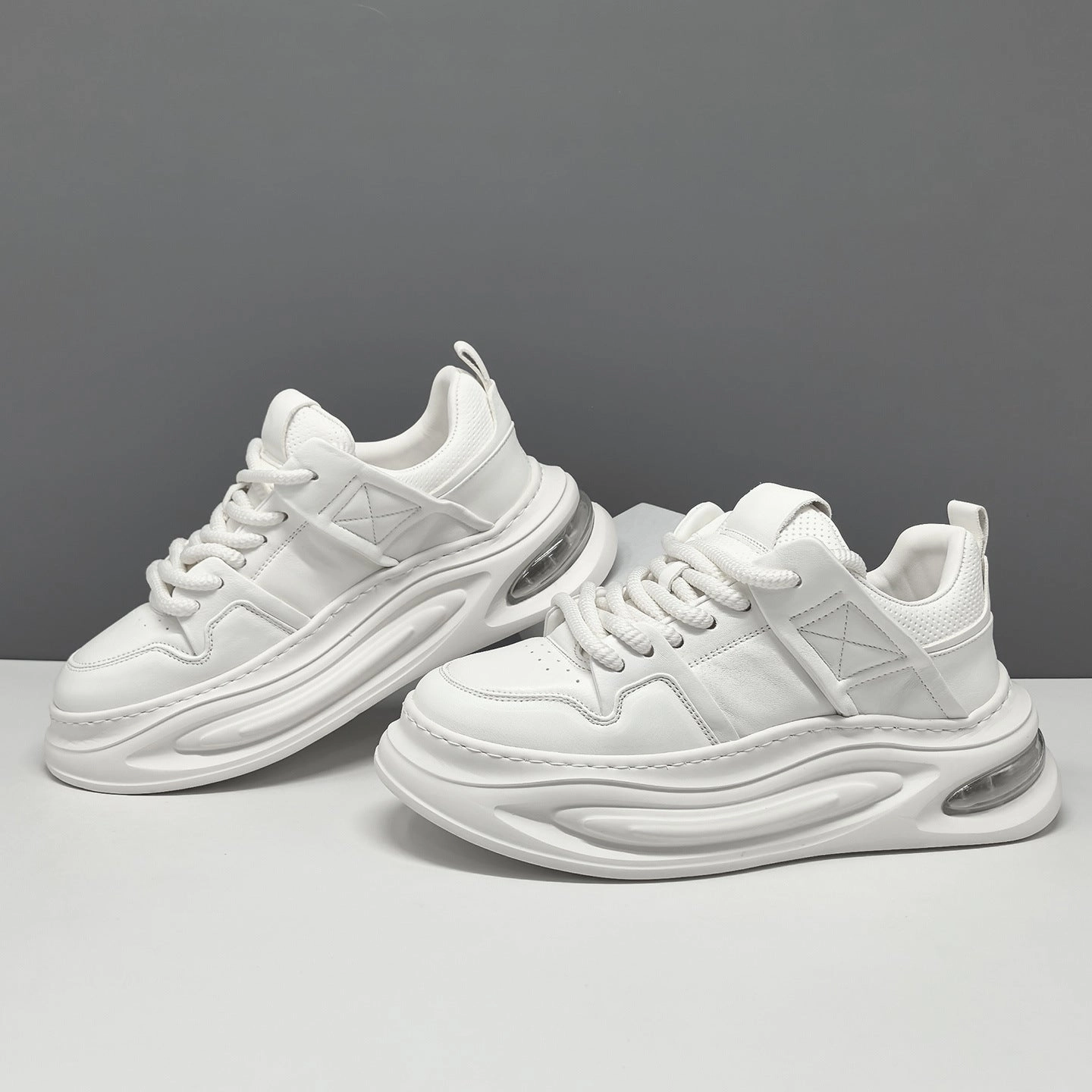 Men's Fashion Quilted Leather Thick Soled Casual Sneakers Before Christmas Sneakers