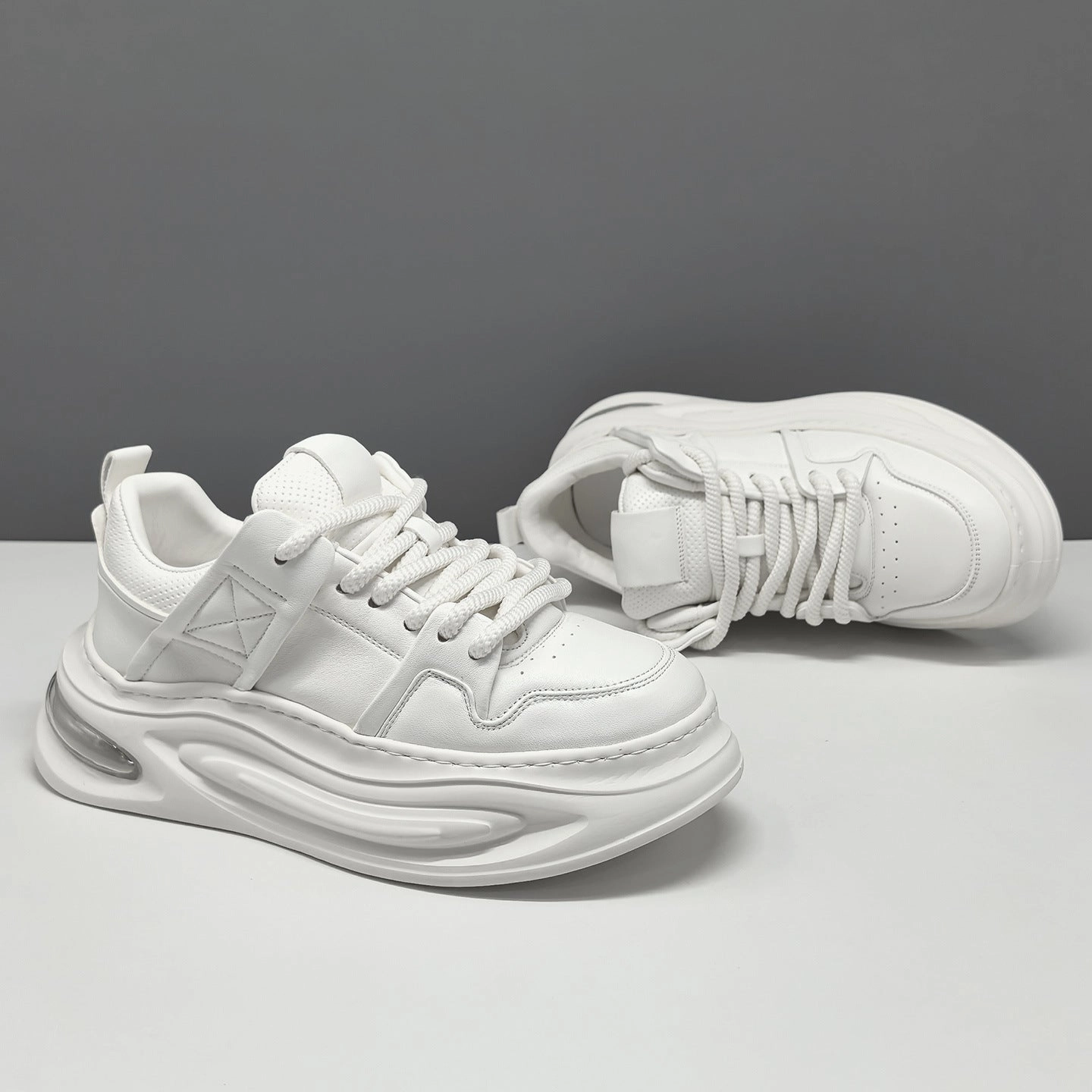 Men's Fashion Quilted Leather Thick Soled Casual Sneakers Orthofeet Sneakers